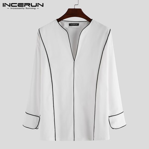 incerun men casual shirt korean streetwear v neck 2020 long sleeve fashion brand color-block loose breathable camisa s-5xl, White;black
incerun men casual shirt korean streetwear v neck 2020 long sleeve fashion brand color-block loose breathable camisa s-5xl, White;black