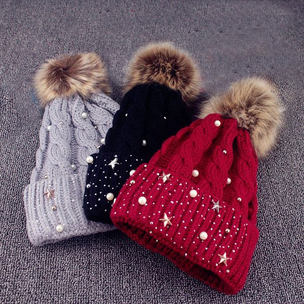 ski cap portable cotton woolly knitted winter crochet apparel warm beanie faux fur ball wool cap, Black;white
ski cap portable cotton woolly knitted winter crochet apparel warm beanie faux fur ball wool cap, Black;white