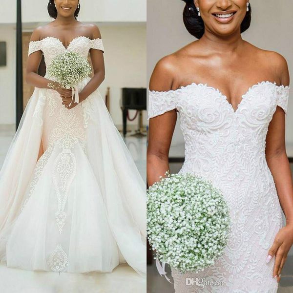 nigerian african mermaid wedding dresses with overskirts train off shoulder lace plus size country church wedding dress 2020 arabic bridal, White
nigerian african mermaid wedding dresses with overskirts train off shoulder lace plus size country church wedding dress 2020 arabic bridal, White