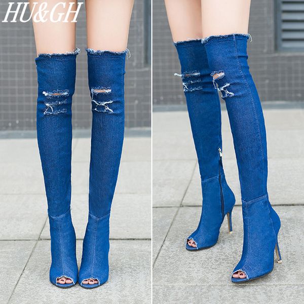 woman denim over - knee boots fashion 10cm high heels denim skinny stretch boots female spring & summer peep toe, Black
woman denim over - knee boots fashion 10cm high heels denim skinny stretch boots female spring & summer peep toe, Black