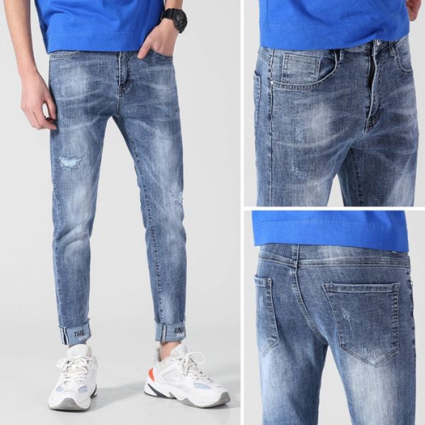 19 весна лето men's джинсы корейский стиль моды light straight-ноги slim fit эластичность с отверстиями denim (щиколоток штаны, Blue
19 весна лето men's джинсы корейский стиль моды light straight-ноги slim fit эластичность с отверстиями denim (щиколоток штаны, Blue