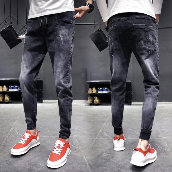 spring summer 2020 fashion elastic waist black jeans men's frayed slim feet harem korean youth trendy street asual long pants, Blue
spring summer 2020 fashion elastic waist black jeans men's frayed slim feet harem korean youth trendy street asual long pants, Blue