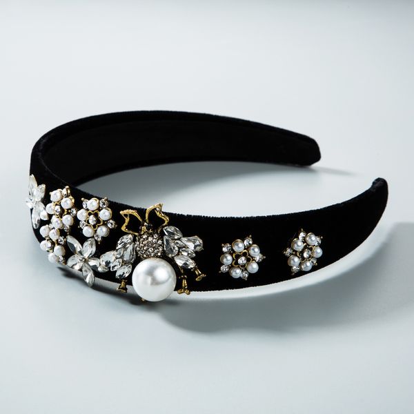 palace wind baroque rhinestone hair band bee wide-brimmed gold velvet pearl headband, Silver
palace wind baroque rhinestone hair band bee wide-brimmed gold velvet pearl headband, Silver