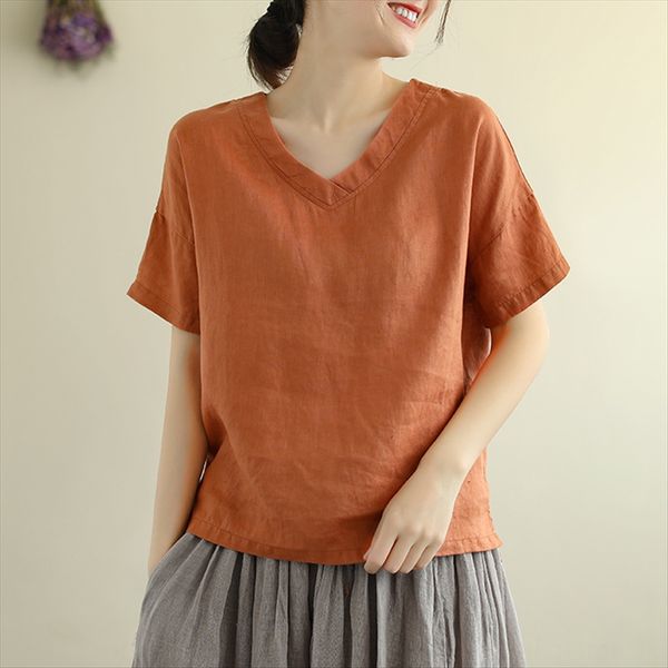artistic solid color cotton and linen v-neck short-sleeved t-shirt female 2020 summer simple versatile casual t-shirt top, White
artistic solid color cotton and linen v-neck short-sleeved t-shirt female 2020 summer simple versatile casual t-shirt top, White