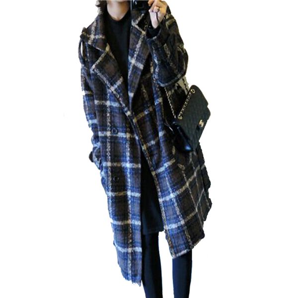 korean autumn winter wool coat women 2016 new fashion lattice casaco feminino loose jacket outwear with belt plus size g579, Black
korean autumn winter wool coat women 2016 new fashion lattice casaco feminino loose jacket outwear with belt plus size g579, Black