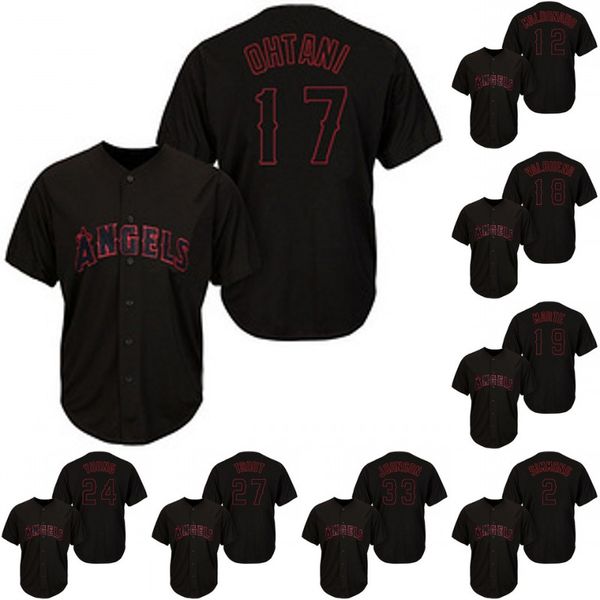 Los Angeles 17 Shohei Ohtani 5 Albert Pujols 27 Mike Trout 18 Brian Goodwin 24 Chris Young 32 Cam Bedrosian Angels Baseball Jerseys Black
Los Angeles 17 Shohei Ohtani 5 Albert Pujols 27 Mike Trout 18 Brian Goodwin 24 Chris Young 32 Cam Bedrosian Angels Baseball Jerseys Black