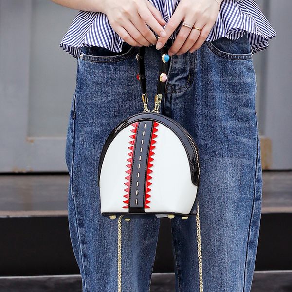 woonam women new fashion contrast color genuine patent calf leather mini studs clutch handle chain shoulder strap bag wb598
woonam women new fashion contrast color genuine patent calf leather mini studs clutch handle chain shoulder strap bag wb598