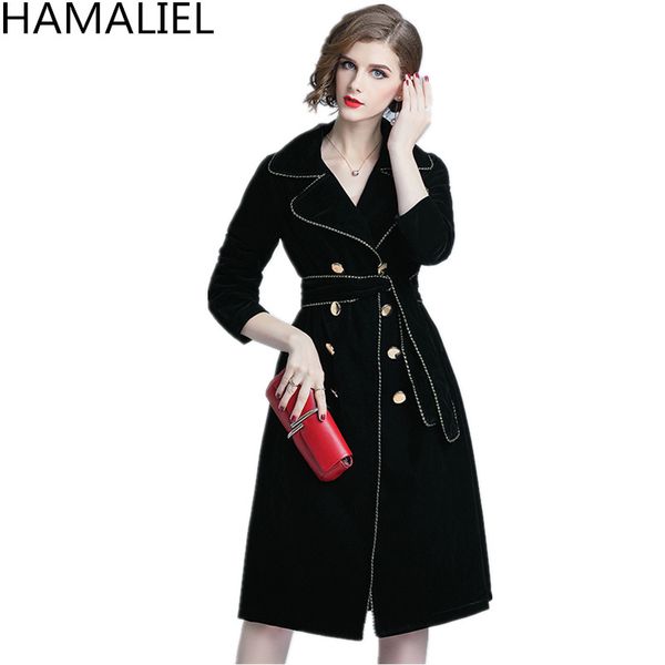 women autumn winter windbreaker 2018 runway black velvet double-breasted casual slim turn down collar sashes long trench coat
women autumn winter windbreaker 2018 runway black velvet double-breasted casual slim turn down collar sashes long trench coat