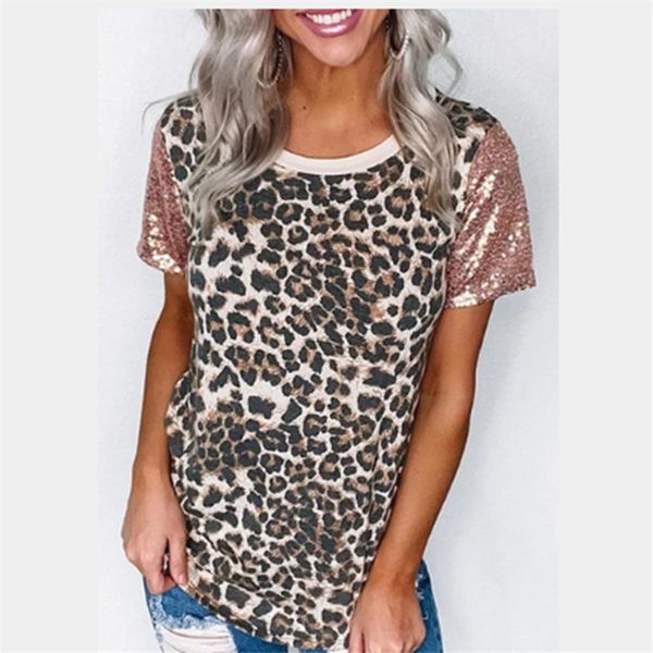 womens leopard short tshirts sleeve womens sequins slim tees casual fashion summer designer classic shirts t lsutn, Black
womens leopard short tshirts sleeve womens sequins slim tees casual fashion summer designer classic shirts t lsutn, Black