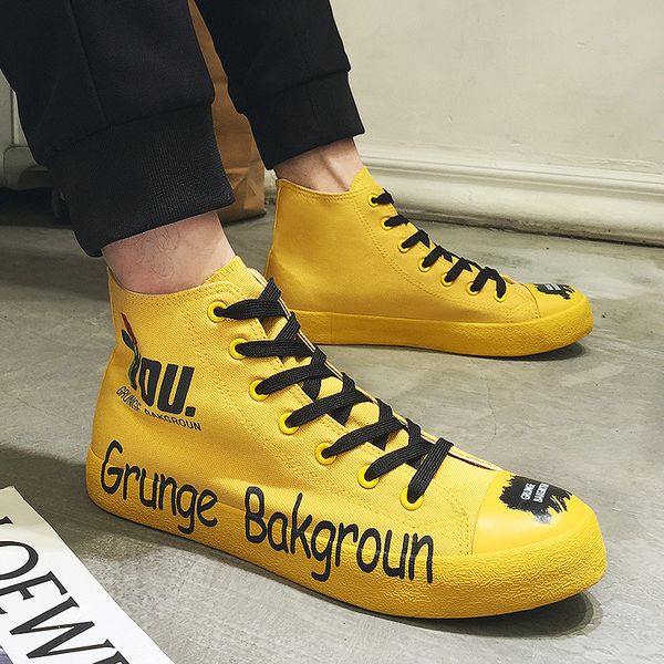 men casual shoes ulzzang fashion lace-up hip hop sneakers mens high yellow white letter graffiti all black canvas shoes
men casual shoes ulzzang fashion lace-up hip hop sneakers mens high yellow white letter graffiti all black canvas shoes