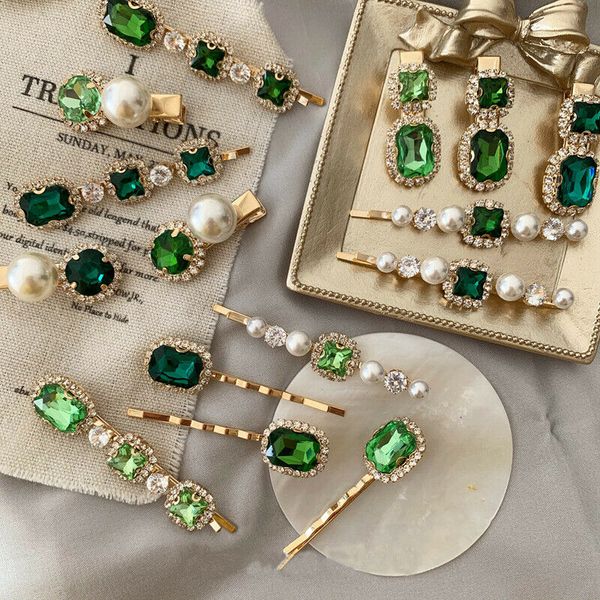 crystal rhinestones green emerald hair clip barrette women girls retro hairpins, Slivery;white
crystal rhinestones green emerald hair clip barrette women girls retro hairpins, Slivery;white