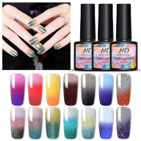 mad doll thermal gel nail polish temperature color changing sequins soak off uv nail gel polish varnish art design 8ml, Red;pink 
mad doll thermal gel nail polish temperature color changing sequins soak off uv nail gel polish varnish art design 8ml, Red;pink