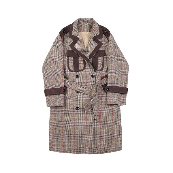 men trench coat autumn winter plaid splice double breasted long wool jacket male vintage streetwear thick overcoat outerwear, Tan;black
men trench coat autumn winter plaid splice double breasted long wool jacket male vintage streetwear thick overcoat outerwear, Tan;black
