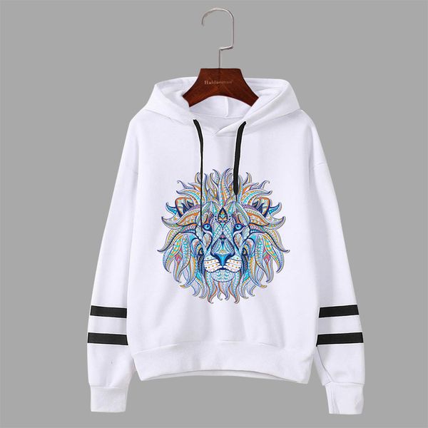 women harajuku sweatshirt hoodies women cartoon lion printing stripe long sleeves autumn spring casual sudadera mujer 2019, Black
women harajuku sweatshirt hoodies women cartoon lion printing stripe long sleeves autumn spring casual sudadera mujer 2019, Black