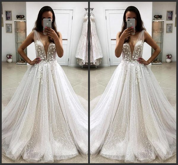 2019 new arrival lace beach wedding dresses v neck bohemian wedding dress bridal gowns nigeria paolo sebastian, White
2019 new arrival lace beach wedding dresses v neck bohemian wedding dress bridal gowns nigeria paolo sebastian, White