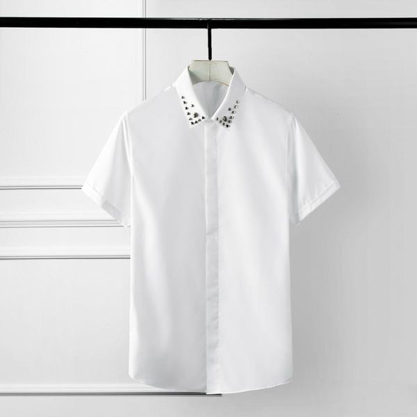 mens shirts luxury skull rivet solid color short sleeve mens dress shirts plus size 4xl party night club slim shirt man, White;black
mens shirts luxury skull rivet solid color short sleeve mens dress shirts plus size 4xl party night club slim shirt man, White;black