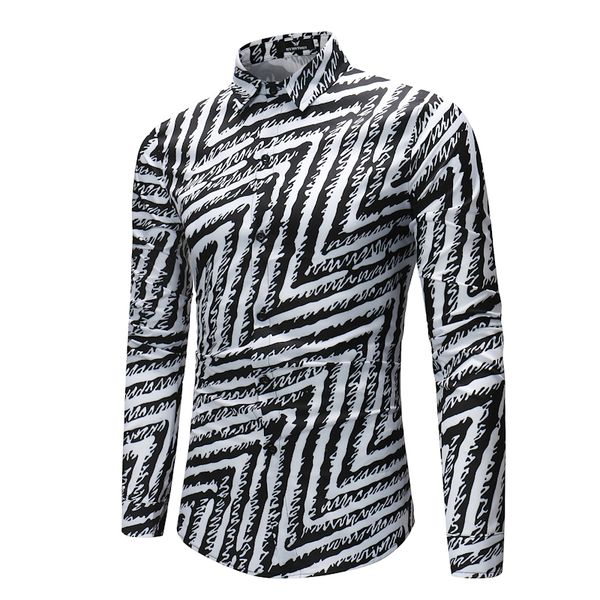 mens stripe printed slim fit shirts spring autumn casual long sleeve social dress shirts streetwear male, White;black
mens stripe printed slim fit shirts spring autumn casual long sleeve social dress shirts streetwear male, White;black
