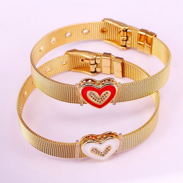 6pcs, micro pave cz zirconia heart bead stainless steel mesh watch belt bracelets fashion crystal enamel charm bracelet bangle, Black
6pcs, micro pave cz zirconia heart bead stainless steel mesh watch belt bracelets fashion crystal enamel charm bracelet bangle, Black