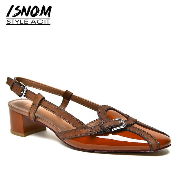 isnom chunky heels sandals square toe women retro footwear stitching leather brown sandals female casual shoes woman summer 2020, Black
isnom chunky heels sandals square toe women retro footwear stitching leather brown sandals female casual shoes woman summer 2020, Black