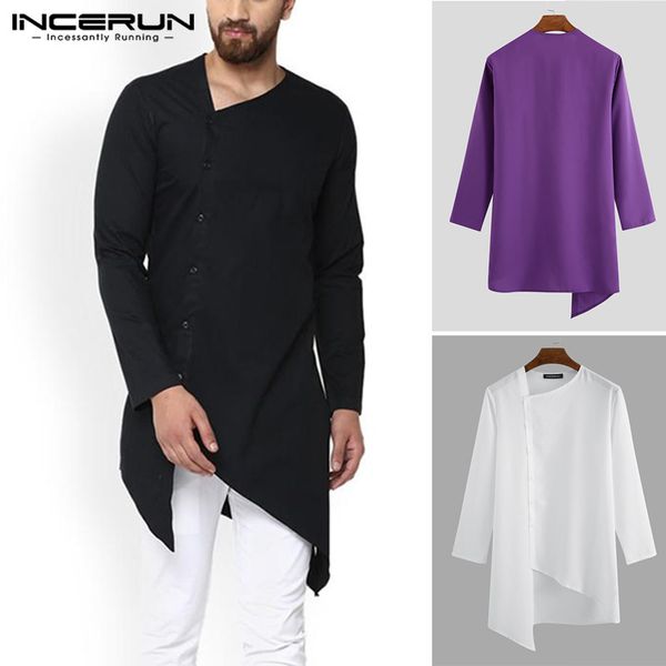 incerun clothes men shirt vintage long sleeve button solid color irregular long shirts men kurtas streetwear muslim, White;black
incerun clothes men shirt vintage long sleeve button solid color irregular long shirts men kurtas streetwear muslim, White;black