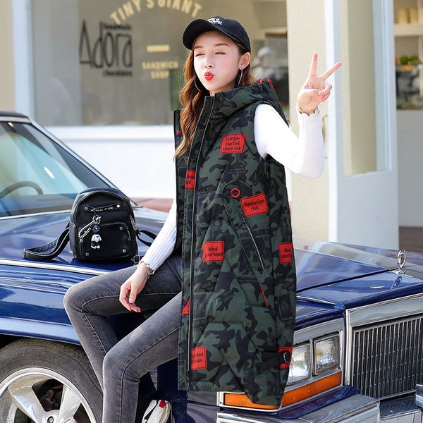 camouflage fashion down cotton vest jacket women 2019 autumn and winter new korean long waistcoat hooded sleeveless coat f2054, Black;white
camouflage fashion down cotton vest jacket women 2019 autumn and winter new korean long waistcoat hooded sleeveless coat f2054, Black;white