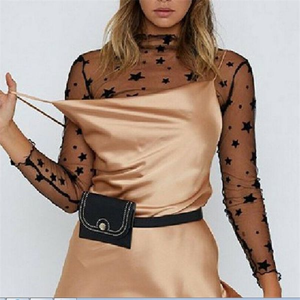women's star printed transparent t-shirt new sheer mesh long sleeves slim wear female thin short tunic tees autumn hot, White
women's star printed transparent t-shirt new sheer mesh long sleeves slim wear female thin short tunic tees autumn hot, White