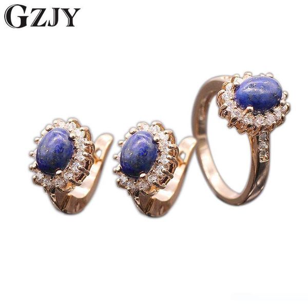 gzjy romantic style natural lapis lazuli cubic zircon rose gold color flower earrings ring set for women wholesale, Silver
gzjy romantic style natural lapis lazuli cubic zircon rose gold color flower earrings ring set for women wholesale, Silver