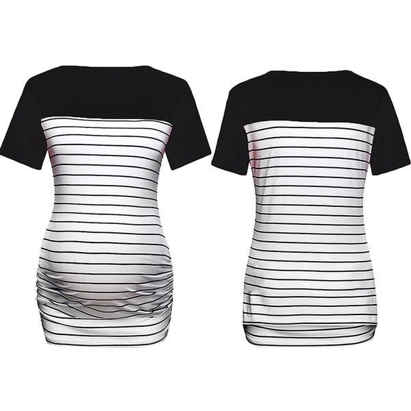 pregnant ladies loose maternity slim striped spliced short sleeve blouse casual, White
pregnant ladies loose maternity slim striped spliced short sleeve blouse casual, White