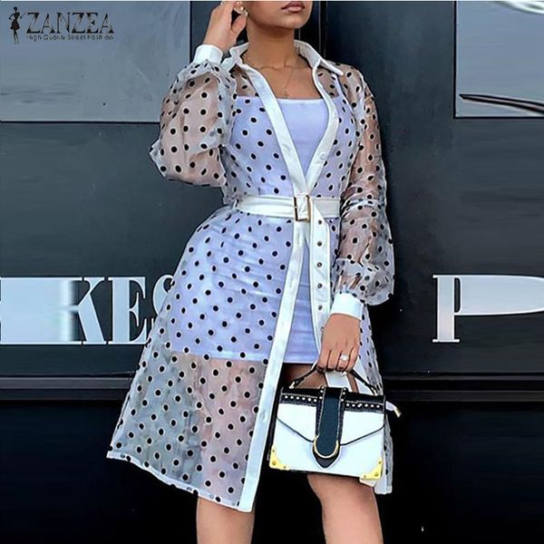 zanzea 2020 summer women open front cardigans long puff sleeve polka dot print long shirts see through blouses loose, White
zanzea 2020 summer women open front cardigans long puff sleeve polka dot print long shirts see through blouses loose, White