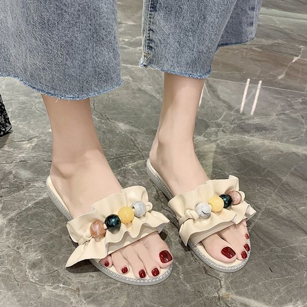 slippers beige green flat women pleated summer sweet heel open toe slides indoor home soft sole, Black
slippers beige green flat women pleated summer sweet heel open toe slides indoor home soft sole, Black