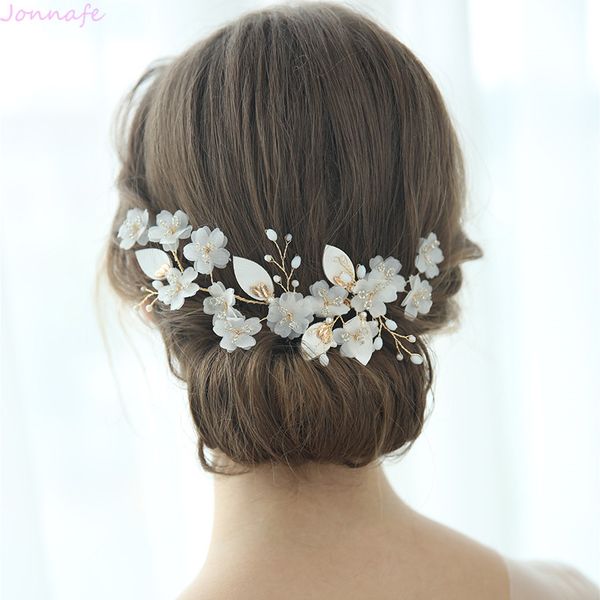 jonnafe charming chiffon floral bridal headpiece wedding hair clip comb pearls women hair jewelry ornament, Golden;white
jonnafe charming chiffon floral bridal headpiece wedding hair clip comb pearls women hair jewelry ornament, Golden;white