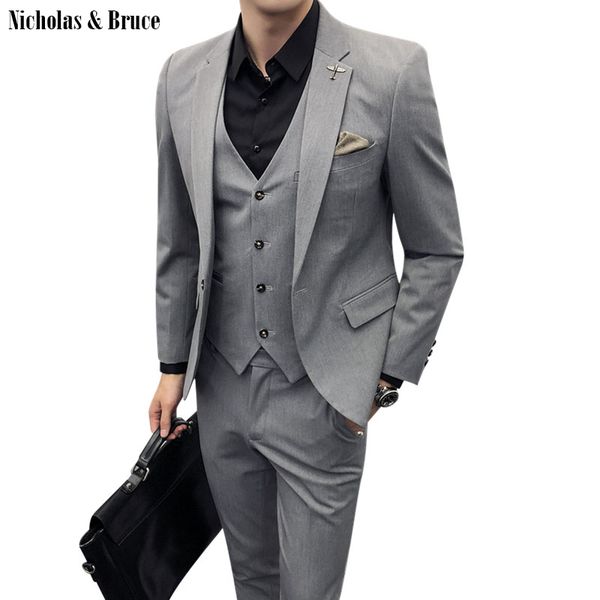 n&b (jacket+pant+vest) men wedding suit male blazers slim fit suits for men costume business formal party classic black sr30, White;black
n&b (jacket+pant+vest) men wedding suit male blazers slim fit suits for men costume business formal party classic black sr30, White;black