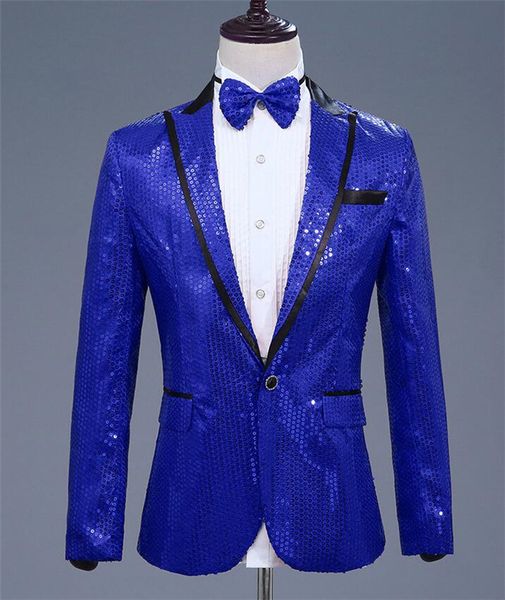 2019 arrival sequined men's suit jacket for the show coat long sleeve peaked collar men blazer for party groom, White;black
2019 arrival sequined men's suit jacket for the show coat long sleeve peaked collar men blazer for party groom, White;black