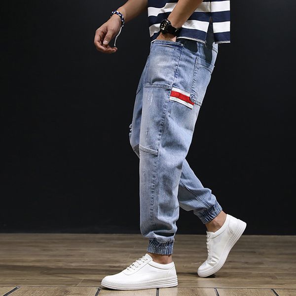 fashio streetwear men jeans loose fit harem pants hombre mulit-pockets spliced designer ripped jeans hip hop joggers men, Blue
fashio streetwear men jeans loose fit harem pants hombre mulit-pockets spliced designer ripped jeans hip hop joggers men, Blue