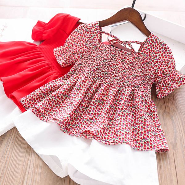 2020 summer girls sets printed color flower blouse and shorts children's clothing wholesale, White
2020 summer girls sets printed color flower blouse and shorts children's clothing wholesale, White