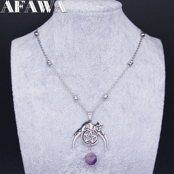 afawa witchcraft moon pentagram cat silver color stainless steel statement necklace men/women jewelry colares feminino n3318s02
afawa witchcraft moon pentagram cat silver color stainless steel statement necklace men/women jewelry colares feminino n3318s02