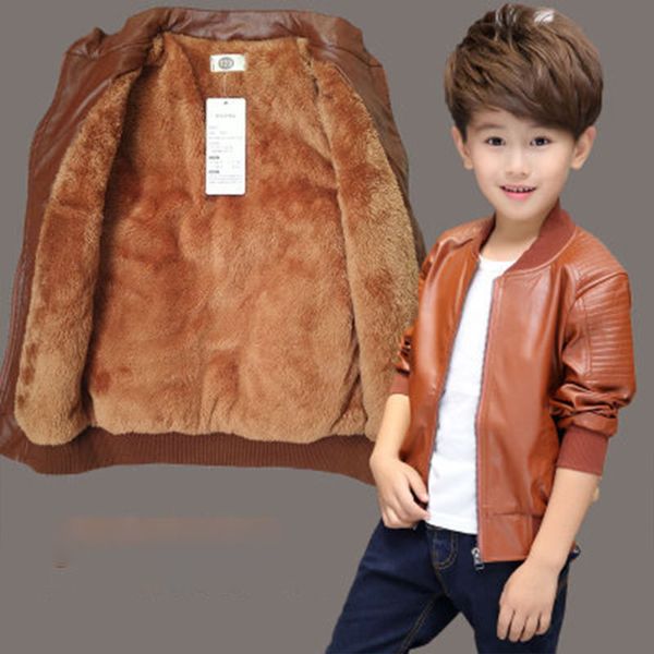 new arrived boys coats autumn winter fashion korean children's plus velvet warming cotton pu leather jacket for 6-15y kids t200103, White
new arrived boys coats autumn winter fashion korean children's plus velvet warming cotton pu leather jacket for 6-15y kids t200103, White