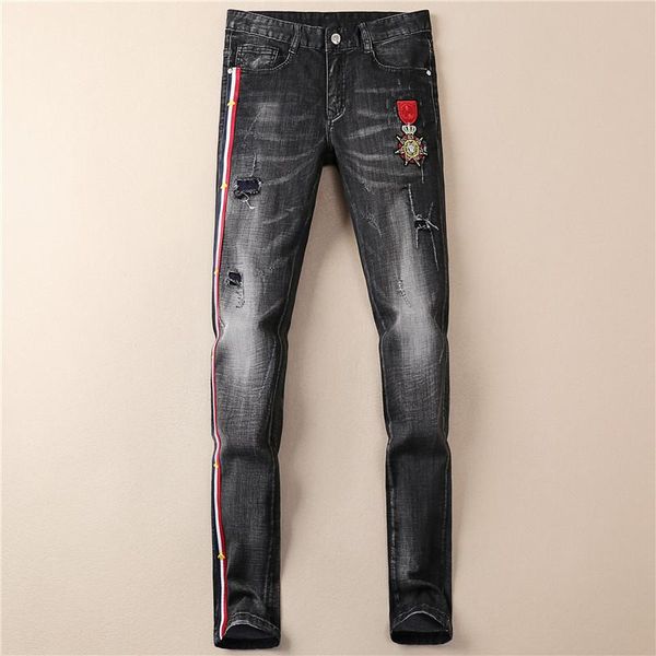 2019 в начале осени новый g mens designer jeans мода вышивка pattern тонкий мужские джинсы ноги casual cotton hole прямые брюки, Blue
2019 в начале осени новый g mens designer jeans мода вышивка pattern тонкий мужские джинсы ноги casual cotton hole прямые брюки, Blue