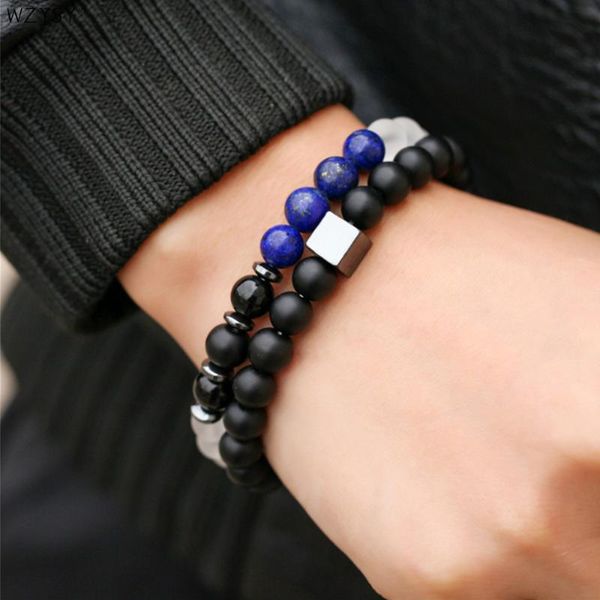 charm bracelets 2pcs / set retro national style blue, gold, black, white and frosted stone men's bracelet, square mix with lapis lazuli, Golden;silver
charm bracelets 2pcs / set retro national style blue, gold, black, white and frosted stone men's bracelet, square mix with lapis lazuli, Golden;silver