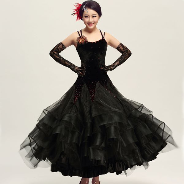 women ballroom dance skirt velvet waltz full-skirted dress standard ball dance performance uniforms modern costumes mq231, Black;red
women ballroom dance skirt velvet waltz full-skirted dress standard ball dance performance uniforms modern costumes mq231, Black;red