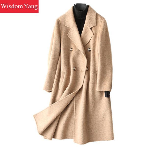 elegant khaki womens sheep wool coats woman winter slim female xlong double button wear woolen overcoat casual coat outerwear, Black
elegant khaki womens sheep wool coats woman winter slim female xlong double button wear woolen overcoat casual coat outerwear, Black