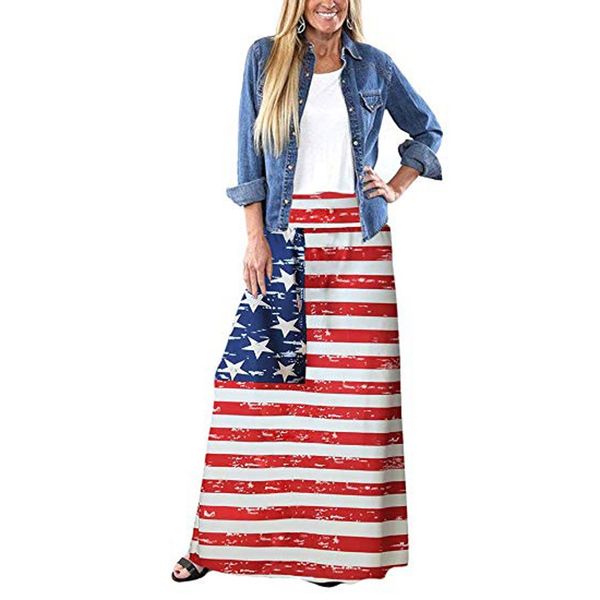 summer women's long skirt striped bohemian american flag printed ladies long maxi skirt independence day, Black
summer women's long skirt striped bohemian american flag printed ladies long maxi skirt independence day, Black