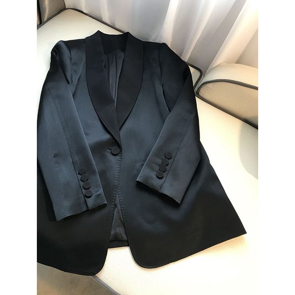 spring imitation acetate satin single button coat suit women black suit, White;black
spring imitation acetate satin single button coat suit women black suit, White;black
