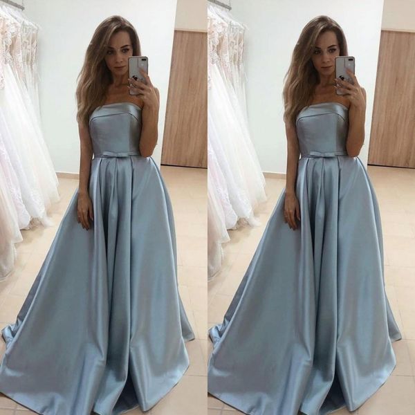 simple strapless satin a line evening dresses 2020 dusty blue sleeveless floor length red carpet celebrity dresses, Black;red
simple strapless satin a line evening dresses 2020 dusty blue sleeveless floor length red carpet celebrity dresses, Black;red