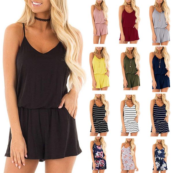 women's summer casual jumpsuits loose elastic waist short sleeve romper playsuits with pockets, Black;white
women's summer casual jumpsuits loose elastic waist short sleeve romper playsuits with pockets, Black;white