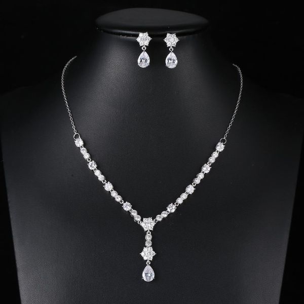 ladies necklace earring set micro inlaid zircon high-end jewelry european and american style godki luxury women jewelry set, Silver
ladies necklace earring set micro inlaid zircon high-end jewelry european and american style godki luxury women jewelry set, Silver