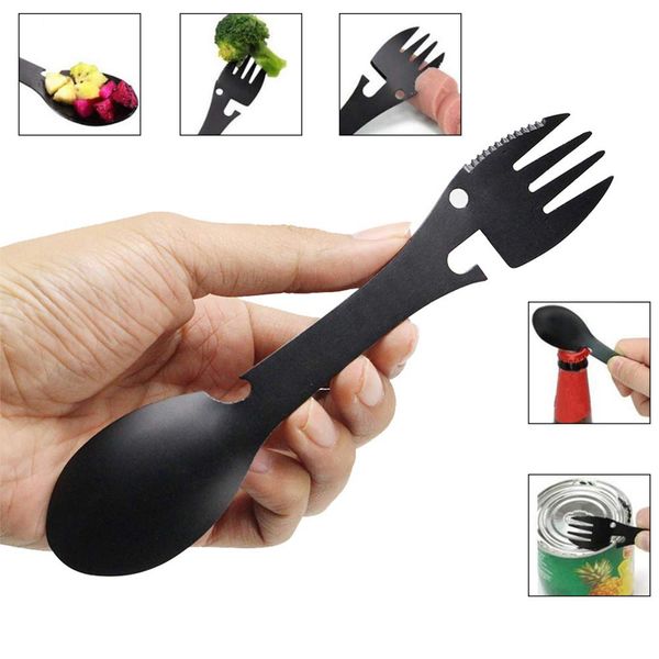 outdoor tableware stainless steel spork camping utensil knife spoon fork bottle can opener 5 in1 functional multi flatware 
outdoor tableware stainless steel spork camping utensil knife spoon fork bottle can opener 5 in1 functional multi flatware