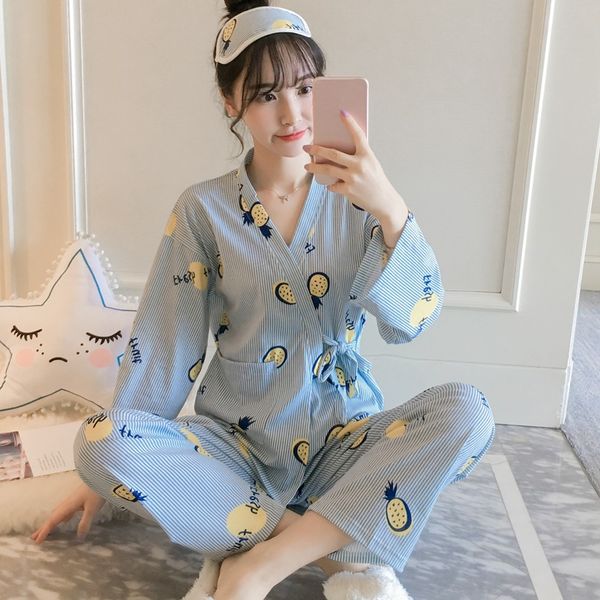 2019 spring autumn kimono pajama sets for women long sleeve 100% cotton pyjama girls print sleepwear femme homewear pijama mujer, Blue;gray
2019 spring autumn kimono pajama sets for women long sleeve 100% cotton pyjama girls print sleepwear femme homewear pijama mujer, Blue;gray