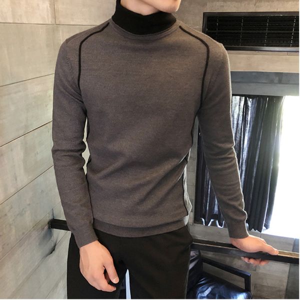 men's sweater 2019 autumn and winter new solid color high collar slim casual knit sweater youth fashion trend men's clothing, White;black
men's sweater 2019 autumn and winter new solid color high collar slim casual knit sweater youth fashion trend men's clothing, White;black