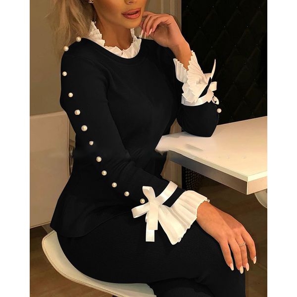 elegant two piece set women black and pants fashion sets office ladies pearl beading outfits suits 2020 spring new sj5390v, White
elegant two piece set women black and pants fashion sets office ladies pearl beading outfits suits 2020 spring new sj5390v, White